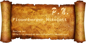 Pissenberger Nikolett névjegykártya